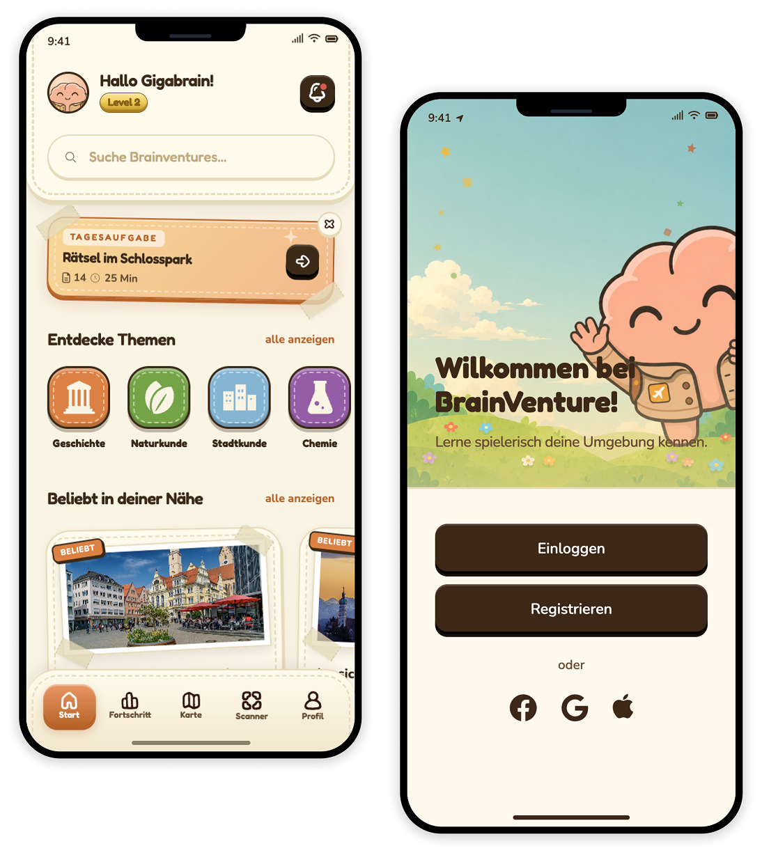 Vorschau der High Fidelity Schüler-App